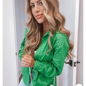 Green Button Down Top
